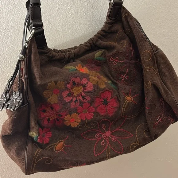 Brighton Brown Weaved Floral Shoulder Bag - Picture 2 of 5
